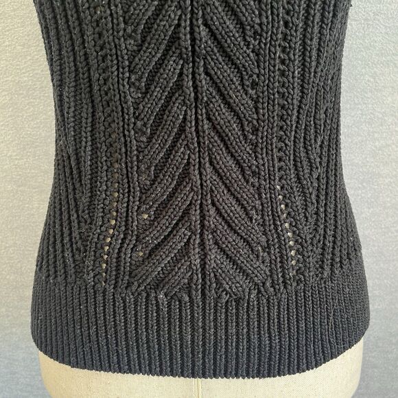 Banana Republic Sleeveless Open Stitch Sweater Sz M Preppy Coastal Capsule Black - Picture 9 of 15
